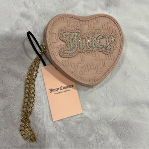 Juicy Couture Pink Diamond String Of Pearls Heart Zip Around